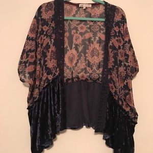 Navy and paisley velvet kimono